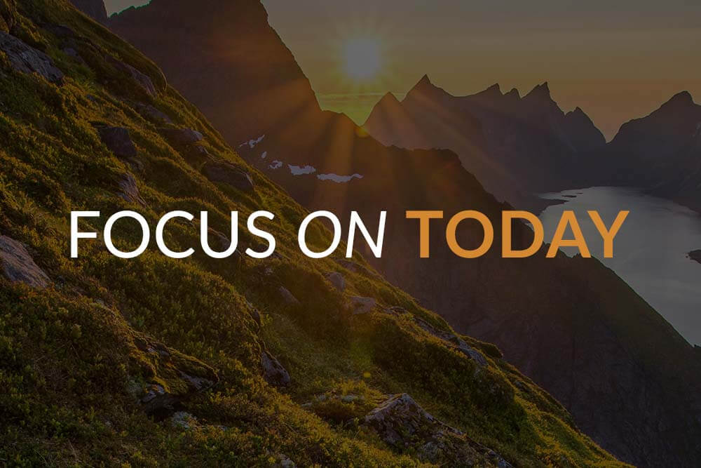Focus on today. Sunrise photo over mountain